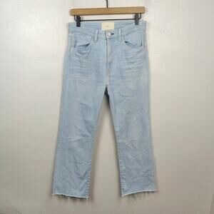 CQY Boot‎ Cut Jeans Womens 29 Light Wash Raw Hem High Rise Preppy